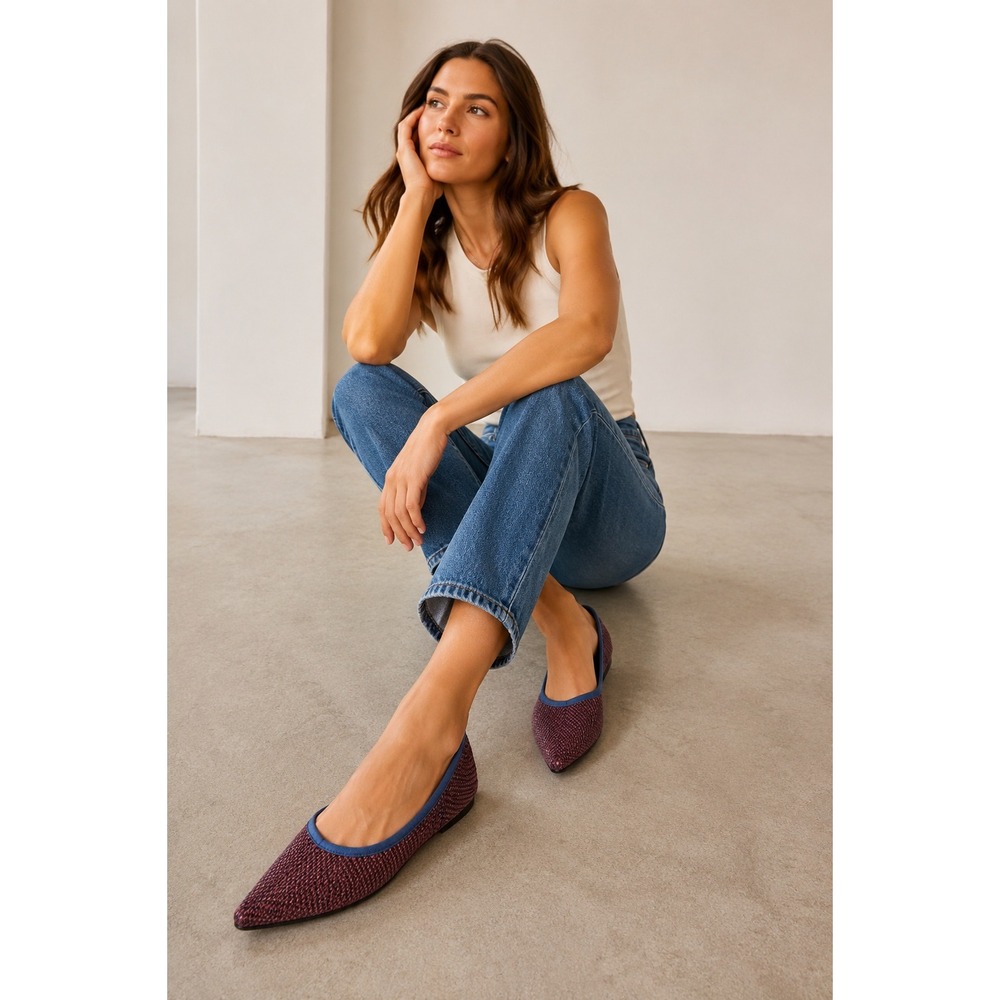 Rothy's The Point Plum Heather Knit Pointed Toe Flats Shoes Womens 7.5